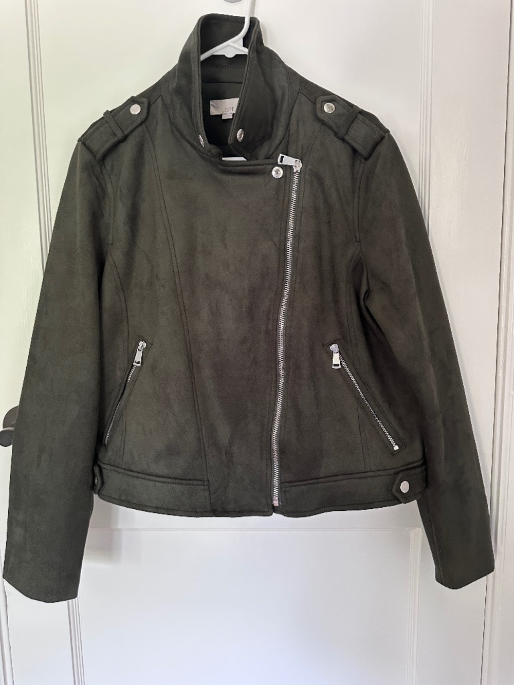 LOFT faux suede moto jacket